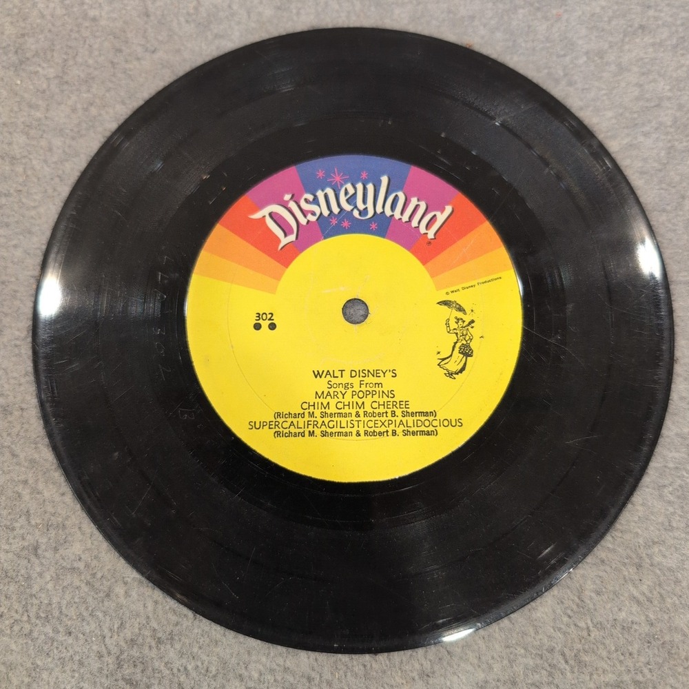Walt Disney Mary Poppins Songs and Story Disneyland Records 7-inch Vinyl 45 302 - Picture 1 of 2